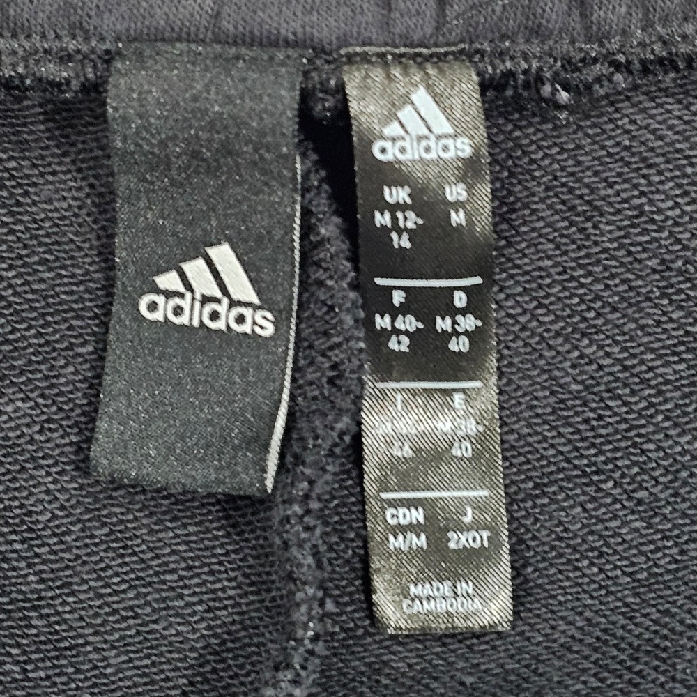 Adidas Essentials Men M Blue Shorts Recycled Cotton 3-Stripe French Terry Sport - Picture 4 of 5